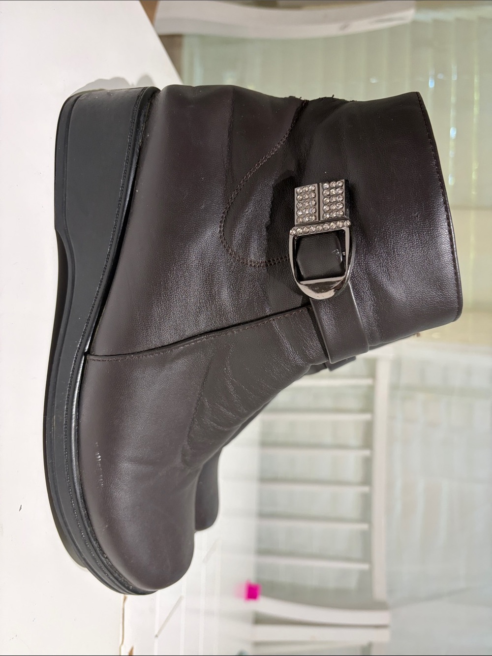 Women’s Brown Ankle Boot with Decorative Buckle